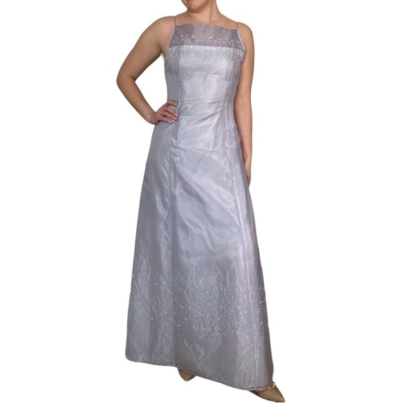 Cachet Formal Dress and Wrap Lavender Illusion neckline Gown 90’s DEADSTOCK - Picture 1 of 15